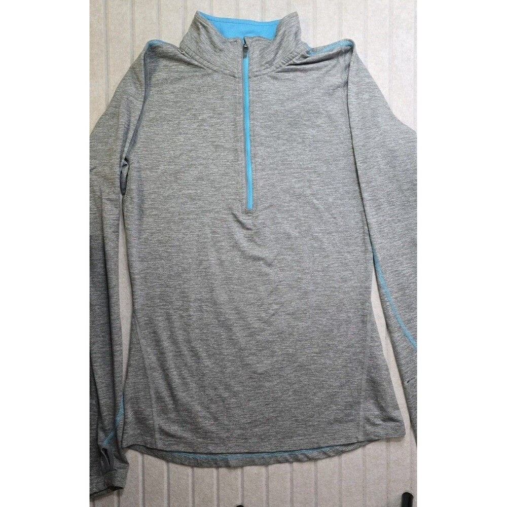 Nike Element Women's XS Gray/Blue Heathered 1/4 Zip Mock Neck Running Top